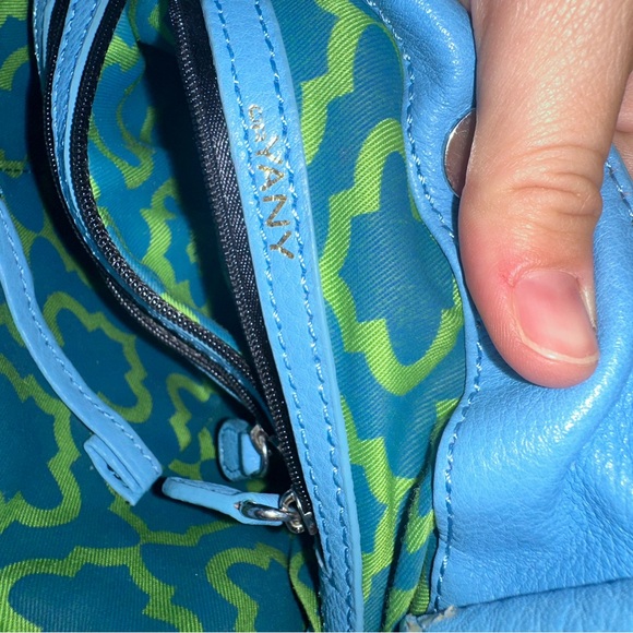 OrYANY Leather Shoulder Bag Crossbody 2 Handled Pebbled Baby Blue Taupe - Picture 7 of 14